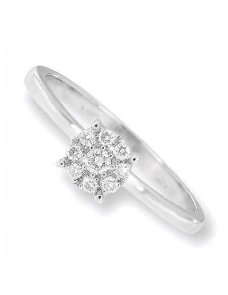 Anello Oro Bianco Solitario Magic 9 Diamanti 0,15 [63415bbd]