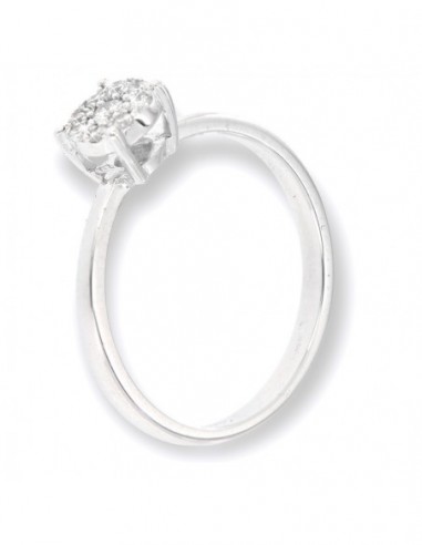 Anello Oro Bianco Solitario Magic 9 Diamanti 0,15 [d45c9ab9]