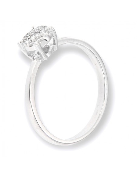 Anello Oro Bianco Solitario Magic 9 Diamanti 0,15 [d45c9ab9]