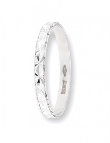 Anello Oro Bianco Fascia Lavorata Diamantata [c6b78b35]