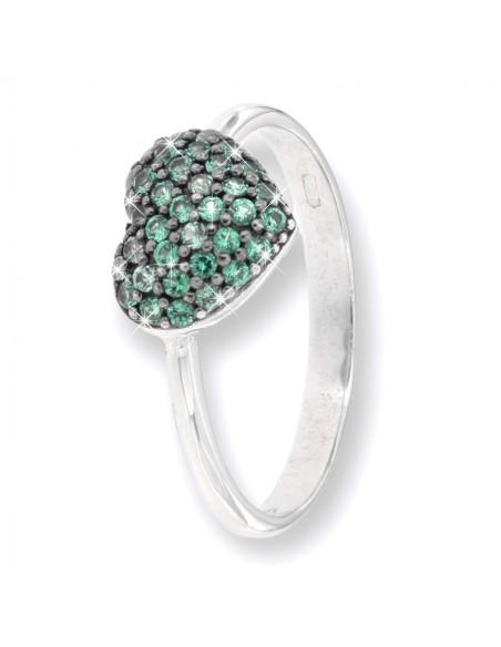 Anello Oro Bianco Con Cuore 10x9MM Pavettato [7b0ac40d]
