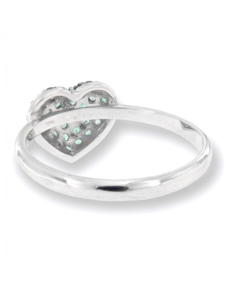 Anello Oro Bianco Con Cuore 10x9MM Pavettato [b534ec84]