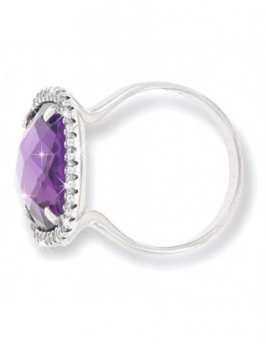 Anello Oro BIanco Ametista 14x14CM Con Zirconi [ebbe7788]