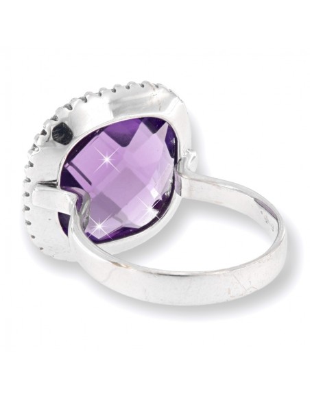 Anello Oro BIanco Ametista 14x14CM Con Zirconi [32983485]