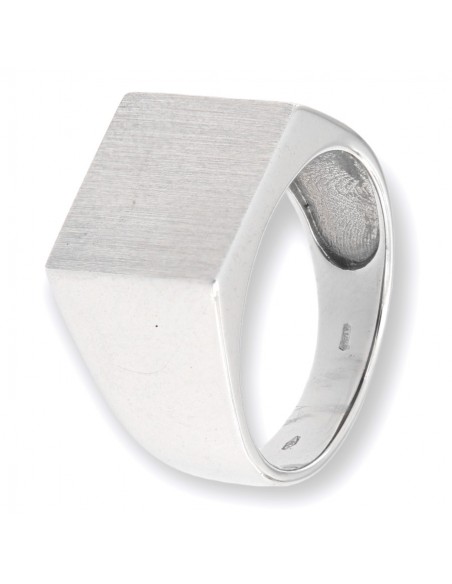 Anello Oro Bianco Chevalier Quadrato Satinato [29bbb45c]