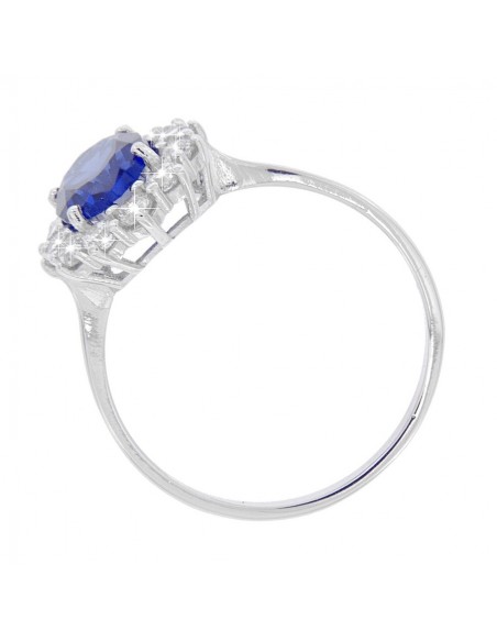 Anello Oro Bianco Principessa Blu 8x6MM [d57f3a6c]