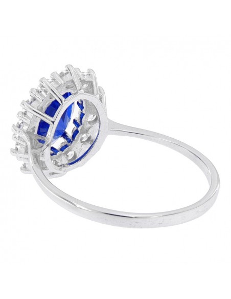 Anello Oro Bianco Principessa Blu 8x6MM [6262fb68]