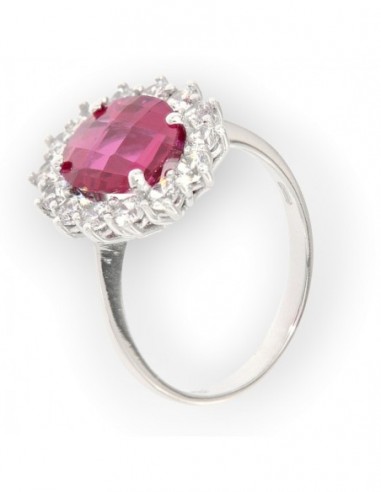 ANELLO ORO BIANCO PRINCIPESSA ZIRCONE ROSSO 10X8MM [b9542b4d]