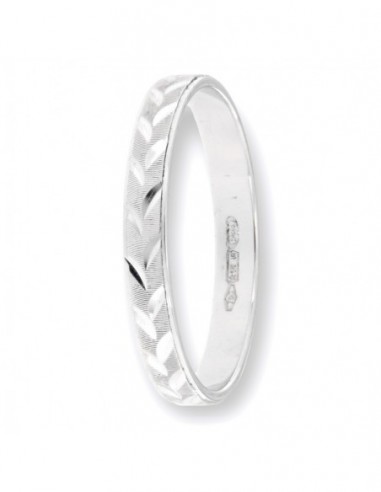 Anello Oro Bianco Fedina Lavorazione Diamantata [f09df751]