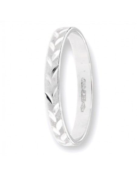 Anello Oro Bianco Fedina Lavorazione Diamantata [f09df751]