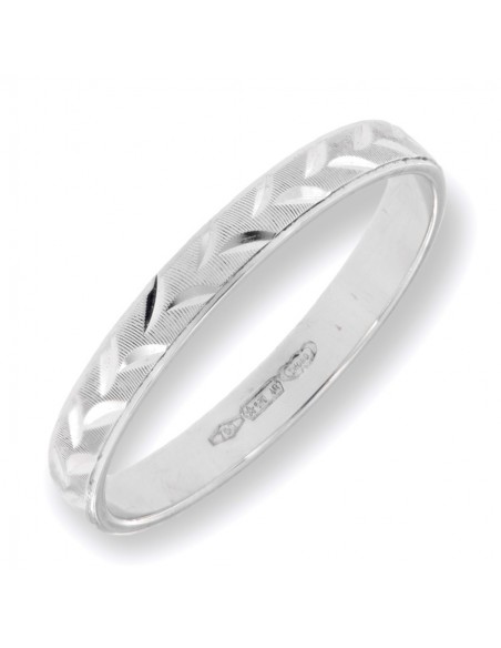 Anello Oro Bianco Fedina Lavorazione Diamantata [3381a843]