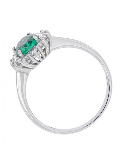 Anello Oro Bianco Principessa Verde 8x6MM [3238240e]