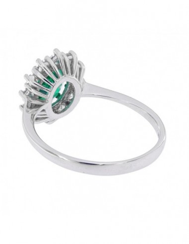 Anello Oro Bianco Principessa Verde 8x6MM [8525e50a]