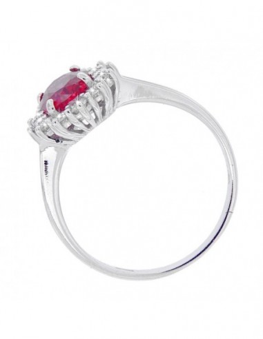 Anello Oro BIanco Principessa Rosso 8x6MM [bbcd4d0c]