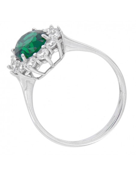 Anello Oro Bianco Principessa Verde 9x7MM [3c61950d]