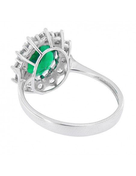 Anello Oro Bianco Principessa Verde 9x7MM [8b7c5409]