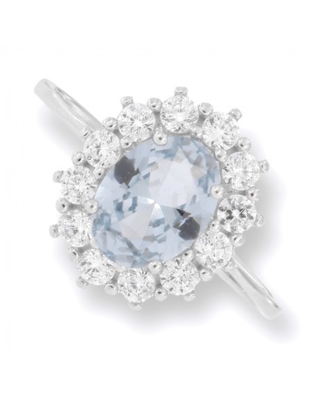 Anello Oro BIanco Principessa Azzurra 8x6MM [9cc7c013]
