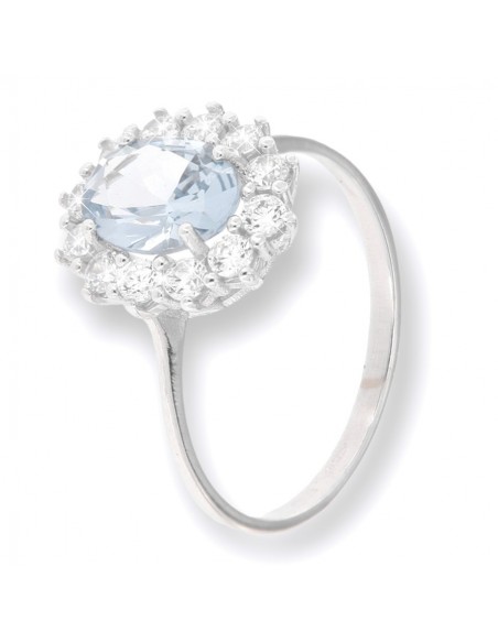 Anello Oro BIanco Principessa Azzurra 8x6MM [2bda0117]