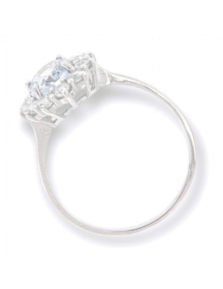 Anello Oro BIanco Principessa Azzurra 8x6MM [2e8a4609]