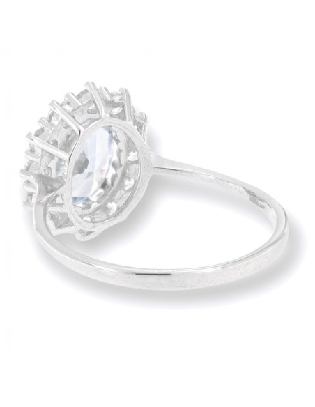 Anello Oro BIanco Principessa Azzurra 8x6MM [9997870d]