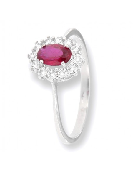 Anello Oro Bianco Principessa Rossa 6x4MM [cc14ea1c]