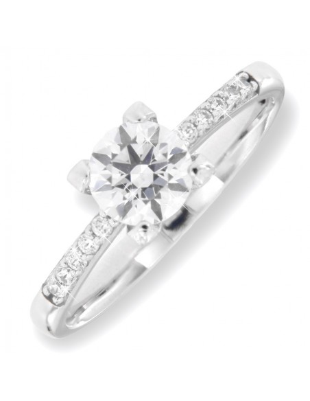 Anello Oro Bianco Solitario Zirconi Bianchi [b811671a]