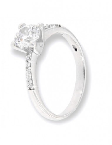 Anello Oro Bianco Solitario Zirconi Bianchi [0f0ca61e]