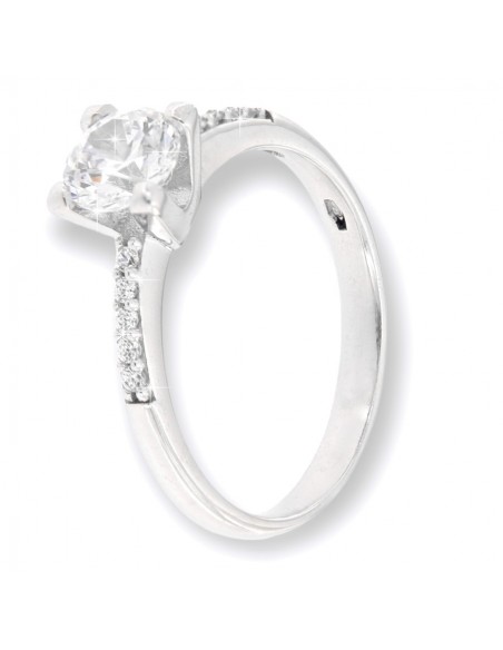 Anello Oro Bianco Solitario Zirconi Bianchi [0f0ca61e]