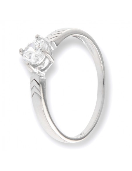 Anello Oro Bianco Solitario Zircone 5MM [0c5720d0]
