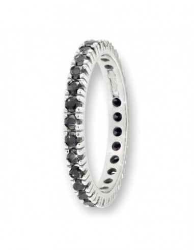 Anello Oro Bianco Eternity Zirconi Neri [cdd4d80b]