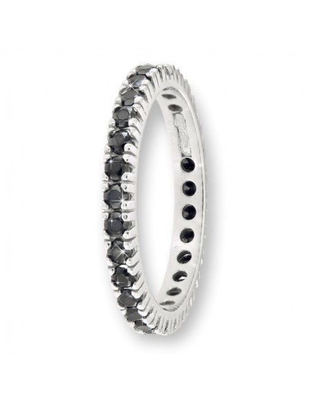 Anello Oro Bianco Eternity Zirconi Neri [cdd4d80b]