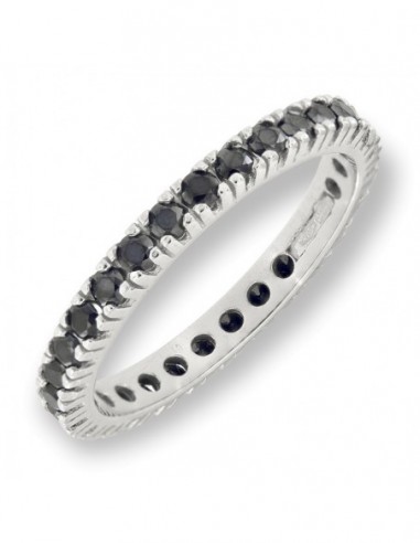 Anello Oro Bianco Eternity Zirconi Neri [6ca054d1]