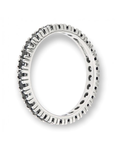 Anello Oro Bianco Eternity Zirconi Neri [69f013cf]