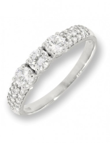 Anello Oro Bianco Trilogy Zirconi Laterali Bianchi [40a32fd3]