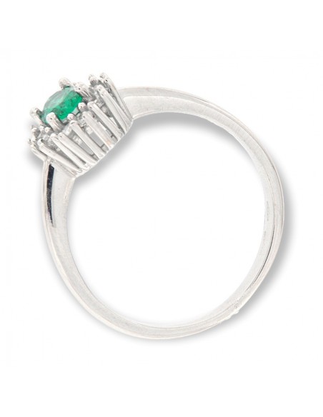 Anello Oro Bianco Principessa Verde 6X4MM 3,15GR [fcb718ca]