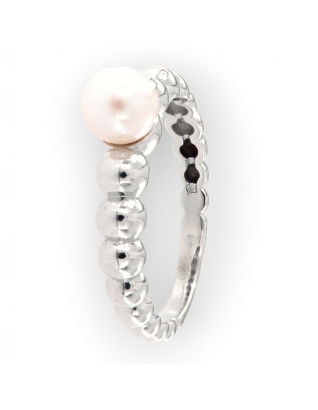 Anello Oro Bianco Sfera Con Perla Naturale 6MM [cd63c5ca]