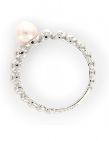 Anello Oro Bianco Sfera Con Perla Naturale 6MM [75c5dd10]