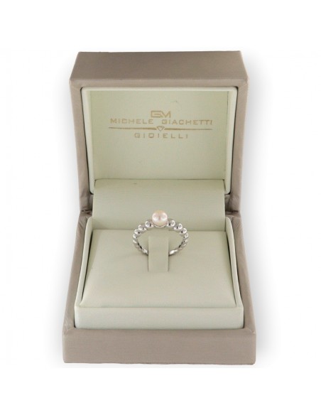 Anello Oro Bianco Sfera Con Perla Naturale 6MM [1bfe5f19]