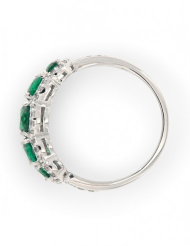 Anello Oro Bianco Riviera Zirconi Verdi/Bianchi [7b9c6c13]