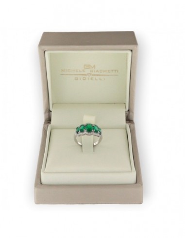 Anello Oro Bianco Riviera Zirconi Verdi/Bianchi [15a7ee1a]