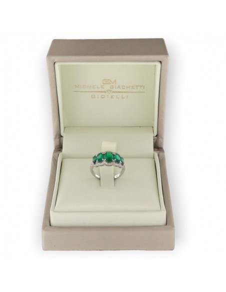 Anello Oro Bianco Riviera Zirconi Verdi/Bianchi [15a7ee1a]