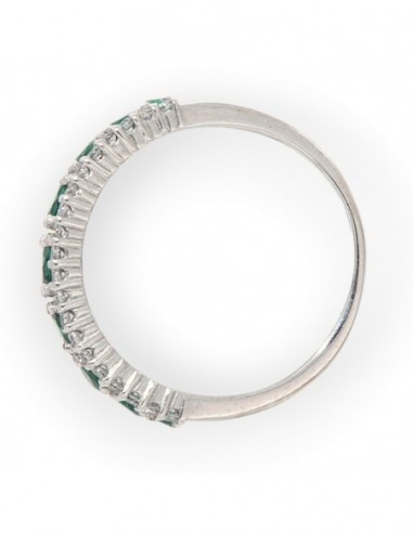 Anello Oro Bianco Riviera Zirconi Verdi/Bianchi [4b2d7516]