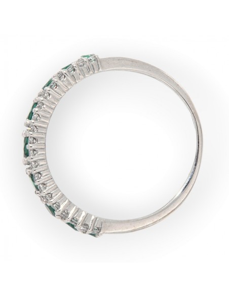 Anello Oro Bianco Riviera Zirconi Verdi/Bianchi [4b2d7516]