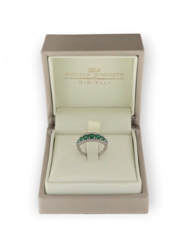 Anello Oro Bianco Riviera Zirconi Verdi/Bianchi [2516f71f]