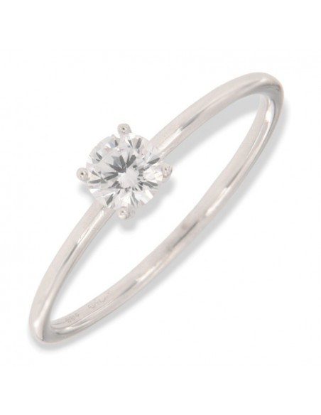 Anello Oro Bianco Solitario Zircone Bianco 1,50GR [b5884e6d]