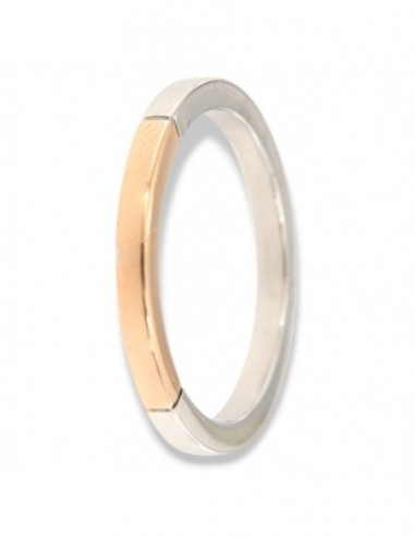 ANELLO FASCIA QUADRATA ORO BIANCO E ROSA [caaa1dd1]