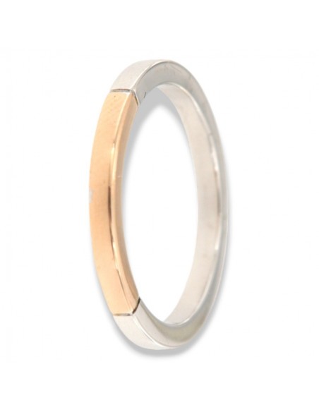 ANELLO FASCIA QUADRATA ORO BIANCO E ROSA [caaa1dd1]