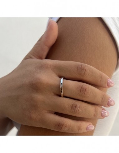 ANELLO FASCIA QUADRATA ORO BIANCO E ROSA [b3b4fc18]