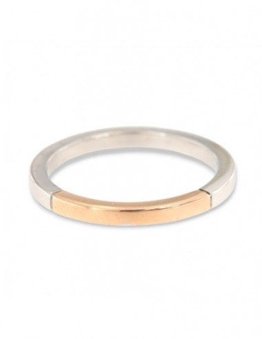 ANELLO FASCIA QUADRATA ORO BIANCO E ROSA [6fc2f80b]