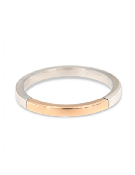 ANELLO FASCIA QUADRATA ORO BIANCO E ROSA [6fc2f80b]